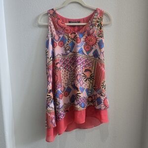 Zac & Rachel layered sleeveless blouse vibrant colors size small
